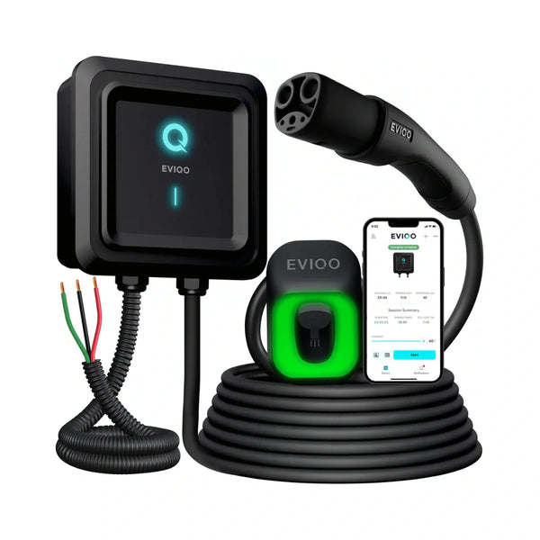 Chargeur EV EVIQO NACS Niveau 2, 48A (50A Max), 240V, Raccordement fixe, pour VE Tesla