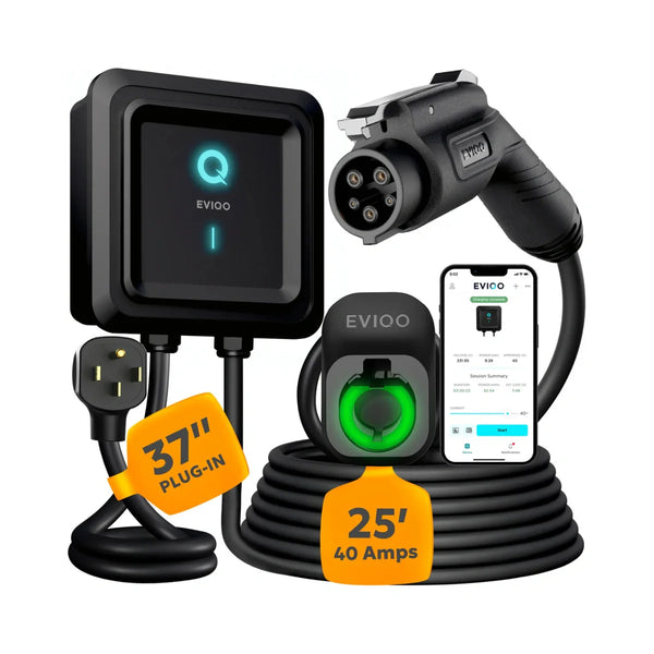 Chargeur EV EViQO niveau 2, 40 A (9,6 kW), 240 V, prise NEMA 14-50, J1772 pour VE non-Tesla